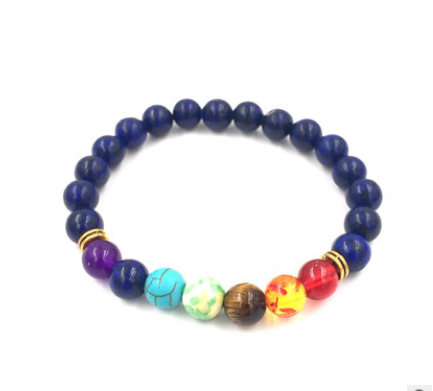 Agate Volcanic Stone 8mm Chakra Bracelet - Colorful Energy Beads String