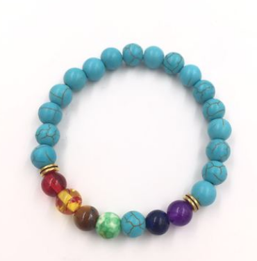 Agate Volcanic Stone 8mm Chakra Bracelet - Colorful Energy Beads String - Image 2