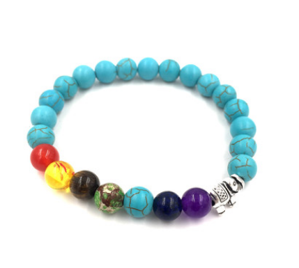 Agate Volcanic Stone 8mm Chakra Bracelet - Colorful Energy Beads String - Image 3
