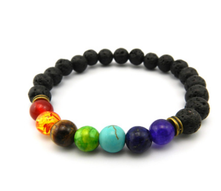 Agate Volcanic Stone 8mm Chakra Bracelet - Colorful Energy Beads String - Image 4