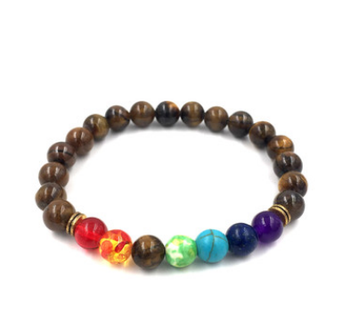 Agate Volcanic Stone 8mm Chakra Bracelet - Colorful Energy Beads String - Image 5