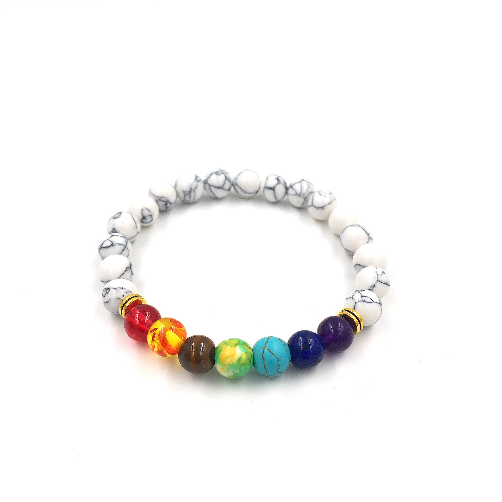 Agate Volcanic Stone 8mm Chakra Bracelet - Colorful Energy Beads String - Image 6