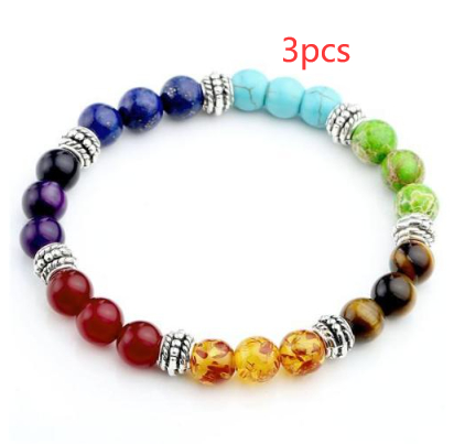 Agate Volcanic Stone 8mm Chakra Bracelet - Colorful Energy Beads String - Image 9
