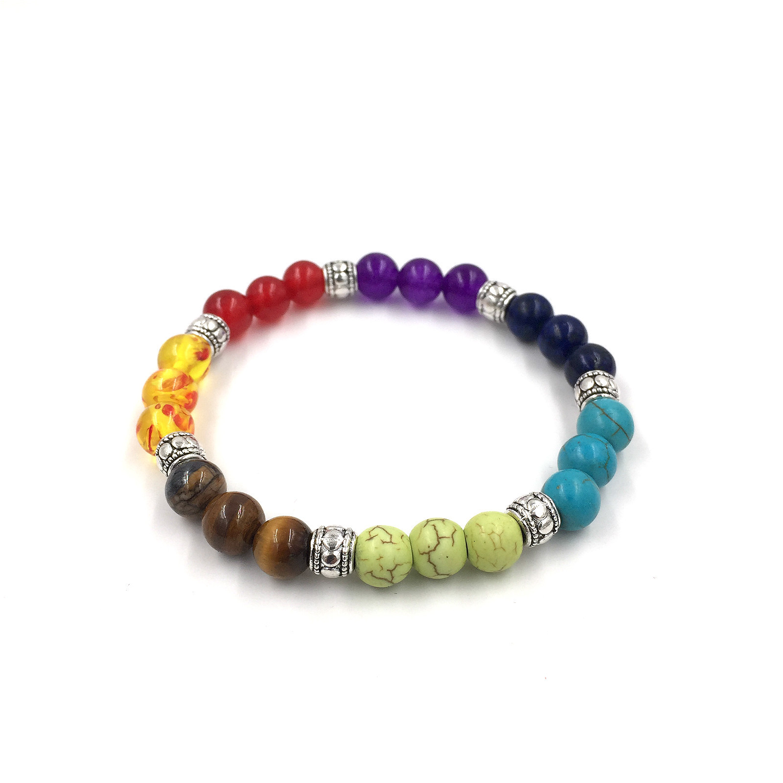 Agate Volcanic Stone 8mm Chakra Bracelet - Colorful Energy Beads String - Image 10