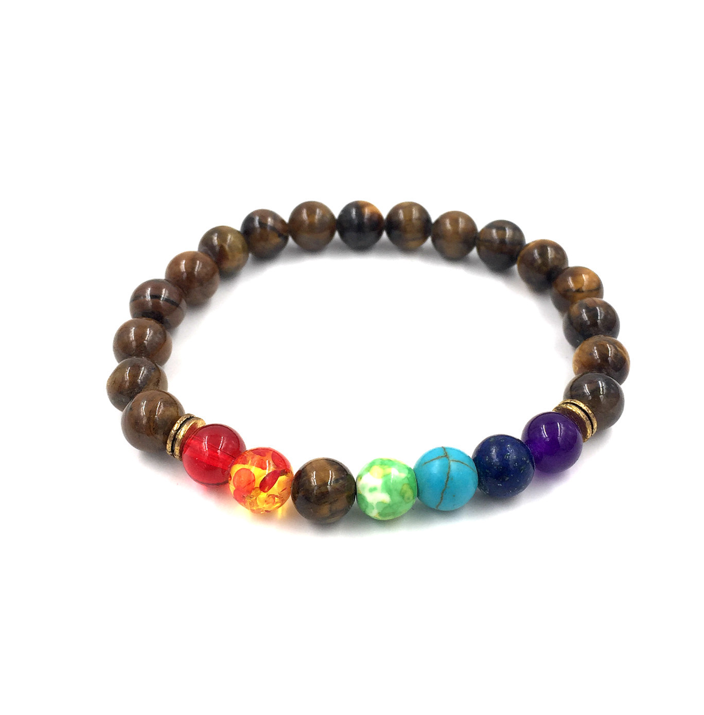 Agate Volcanic Stone 8mm Chakra Bracelet - Colorful Energy Beads String - Image 11