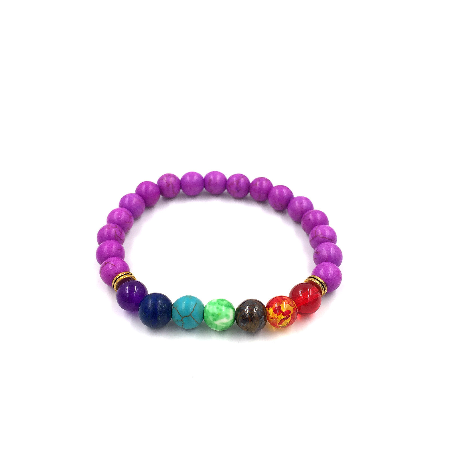 Agate Volcanic Stone 8mm Chakra Bracelet - Colorful Energy Beads String - Image 12