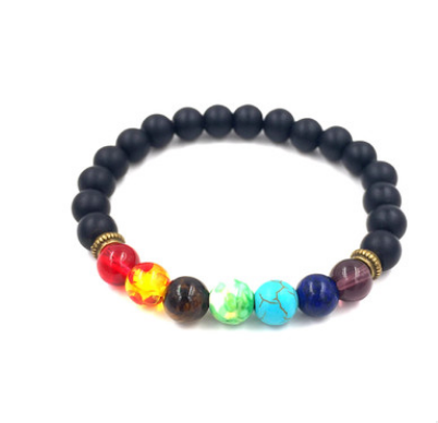 Agate Volcanic Stone 8mm Chakra Bracelet - Colorful Energy Beads String - Image 15