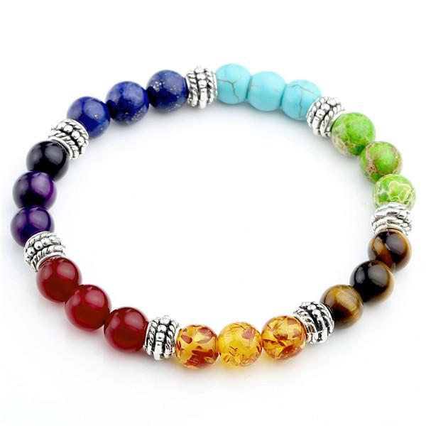 Agate Volcanic Stone 8mm Chakra Bracelet - Colorful Energy Beads String - Image 16