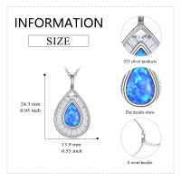 Sterling Silver Blue Opal Teardrop Necklace - Elegant Women's Jewelry - Image 5
