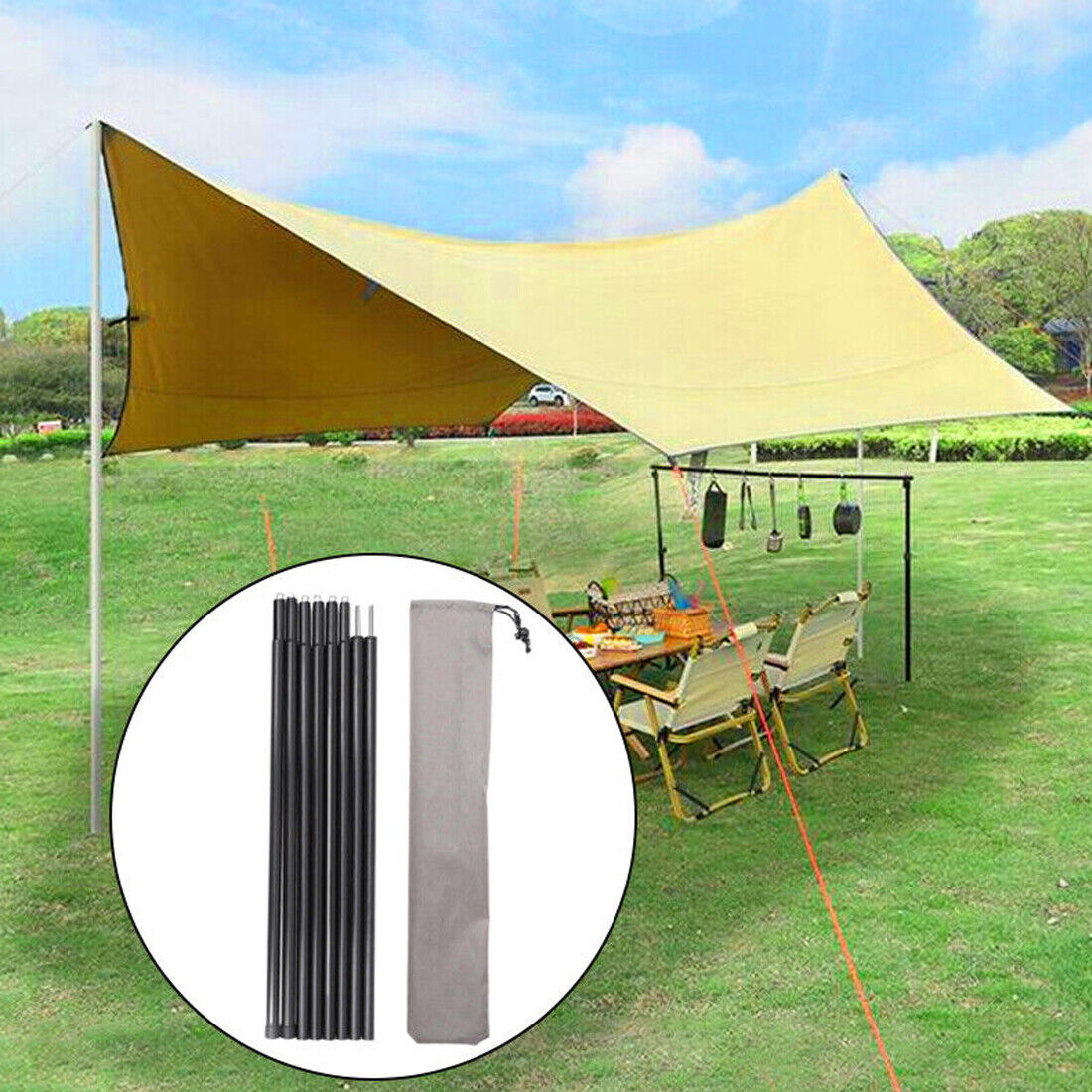 Universal 2x200cm Adjustable Steel Tent Poles for Telescopic Canopy Tarp - Image 3