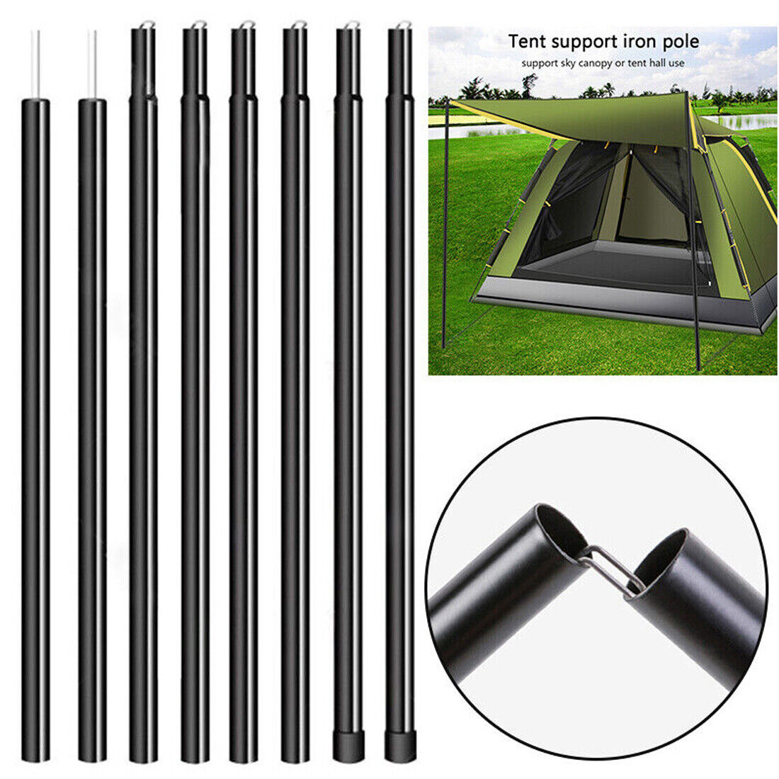 Universal 2x200cm Adjustable Steel Tent Poles for Telescopic Canopy Tarp - Image 12