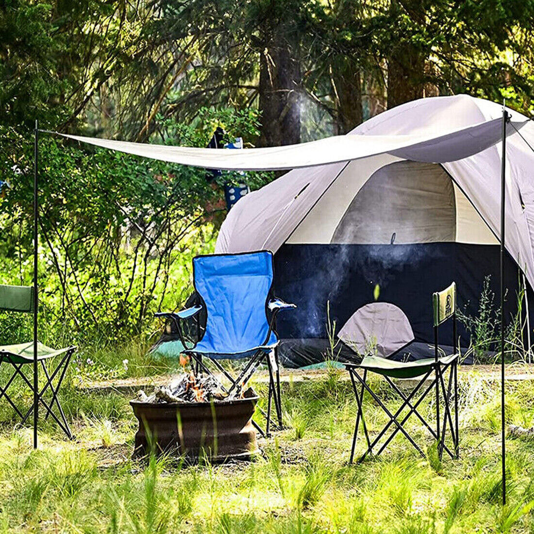 Universal 2x200cm Adjustable Steel Tent Poles for Telescopic Canopy Tarp - Image 13