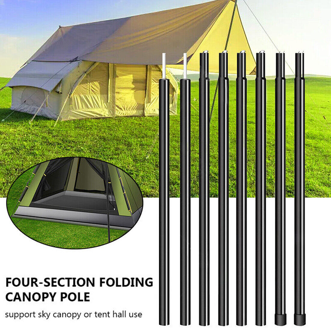 Universal 2x200cm Adjustable Steel Tent Poles for Telescopic Canopy Tarp - Image 17