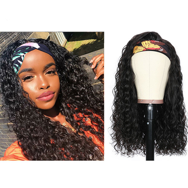 Brazilian Water Wave Headband Wig - Premium Human Hair for Stunning Style
