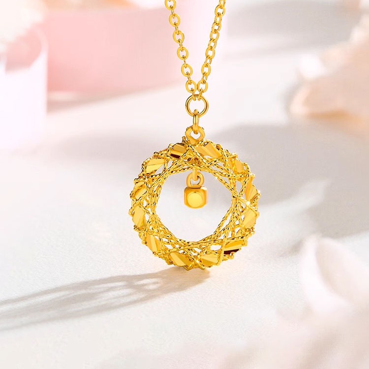 Stylish Gold Circle Net Design Necklace for Women - Elegant Jewelry