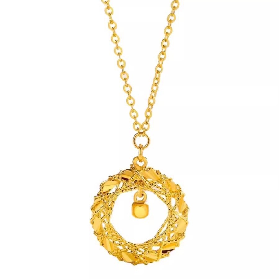 Stylish Gold Circle Net Design Necklace for Women - Elegant Jewelry - Image 6