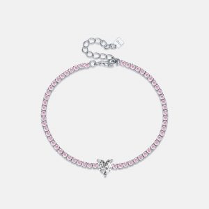 Elegant S925 Silver Necklace and Bracelet Set for Women - Diamond-Embedded, High-Quality Fashion Jewelry