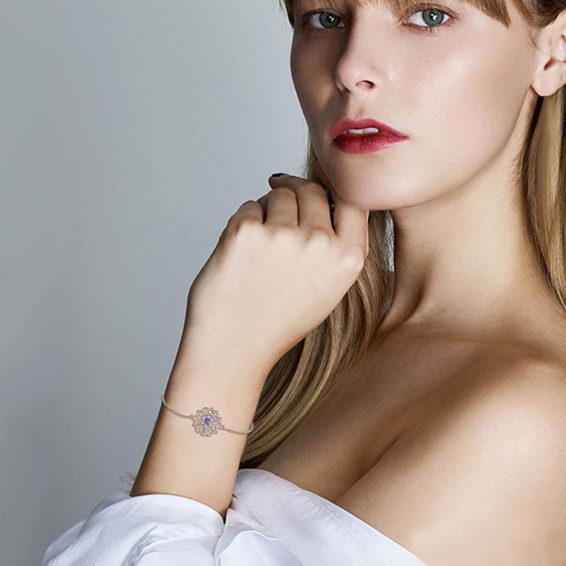 Sterling Silver Chakra Yoga Lotus Pendant Bracelet for Spiritual Balance - Image 4