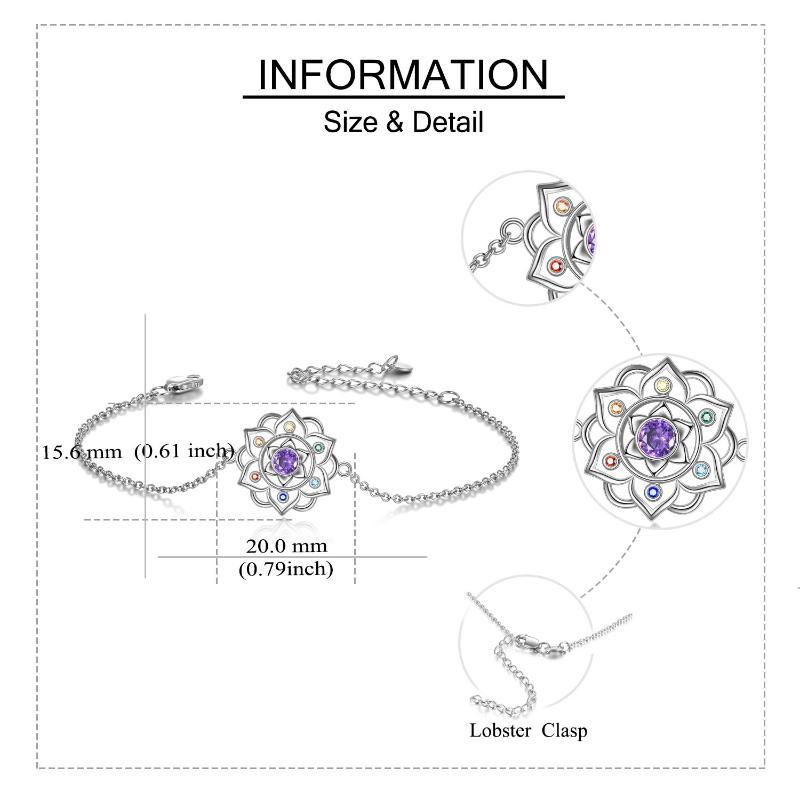 Sterling Silver Chakra Yoga Lotus Pendant Bracelet for Spiritual Balance - Image 5