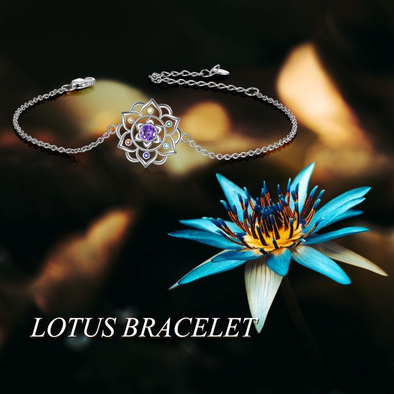 Sterling Silver Chakra Yoga Lotus Pendant Bracelet for Spiritual Balance - Image 6