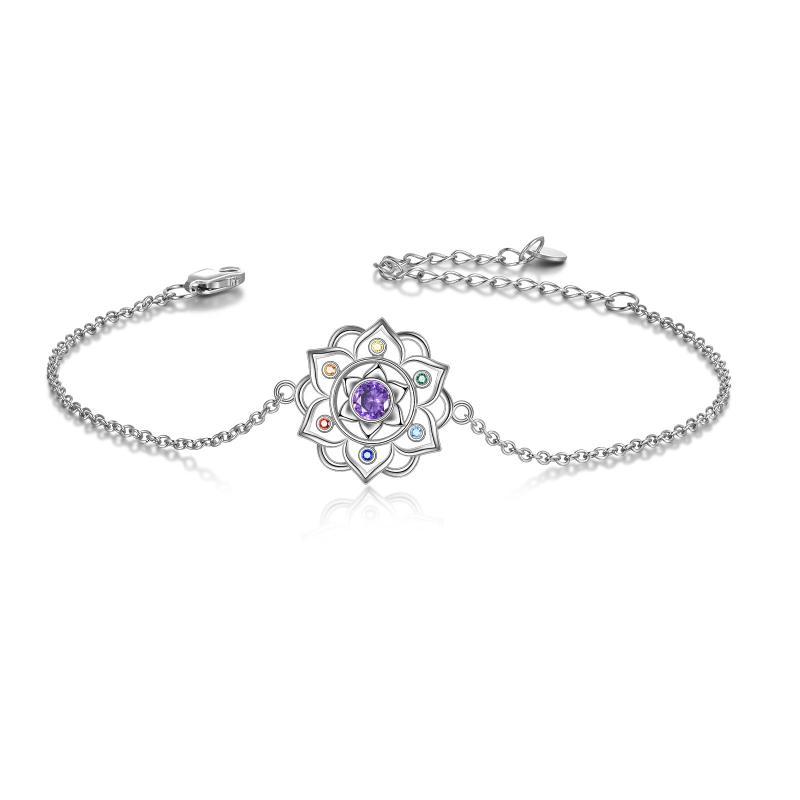 Sterling Silver Chakra Yoga Lotus Pendant Bracelet for Spiritual Balance - Image 7