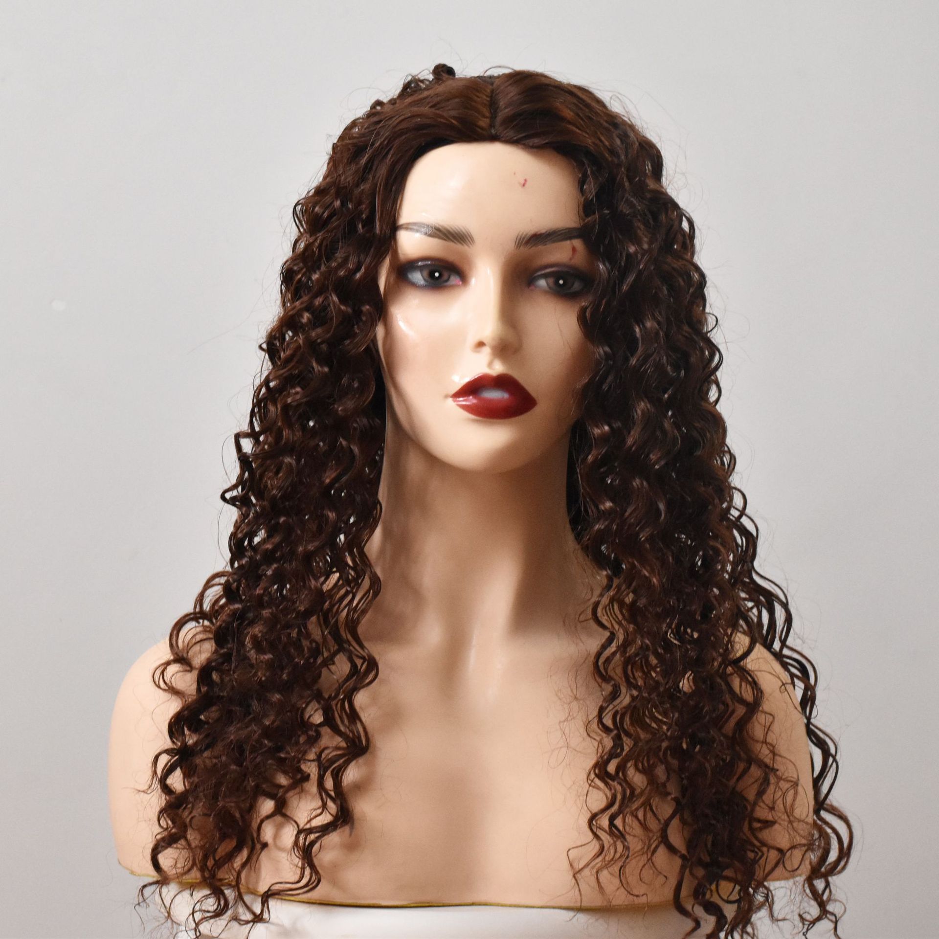 High Temperature Silk Wig - Long Rolled Chemical Fiber Hairpiece - Image 3