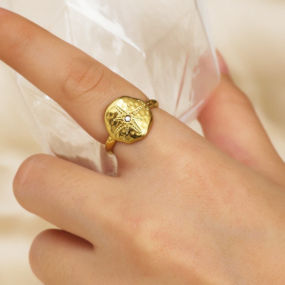 Elegant Stainless Steel Ring with 18K Gold Plating - Adjustable Design