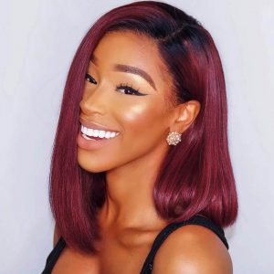Short Straight 1B-99J Bob Human Hair Wig - Vibrant Colored Style