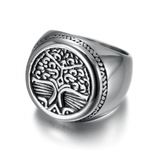Asgard Handcrafted Stainless Steel Celtic Tree of Life Circular Ring – Unique Design