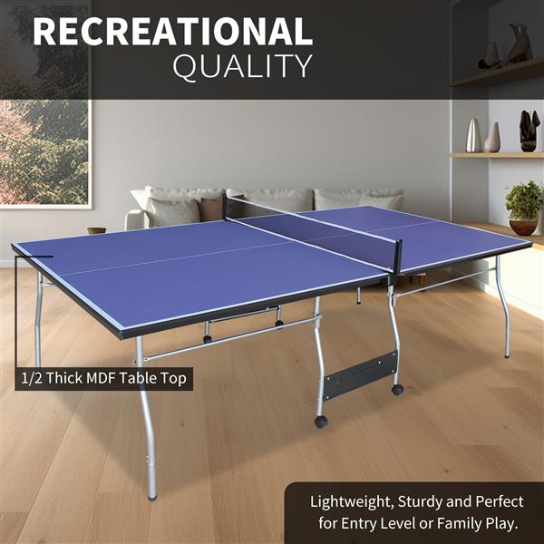 8-Foot Portable Medium-Sized Foldable Table Tennis Table Set for Easy Play - Image 4
