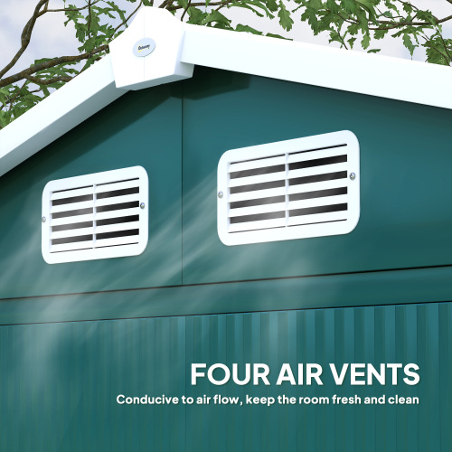 Outsunny 7 X 4ft Garden Shed - Easy Assembly, Upgraded Galvanised Steel Frame, Foundation Kit, Secure Double Doors, Vented Outdoor Metal Storage Shed with Gloves, Green - Image 8