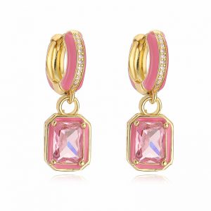 Vibrant Colorful Drop Oil Copper Inlaid Color Diamond Cube Sugar Earrings