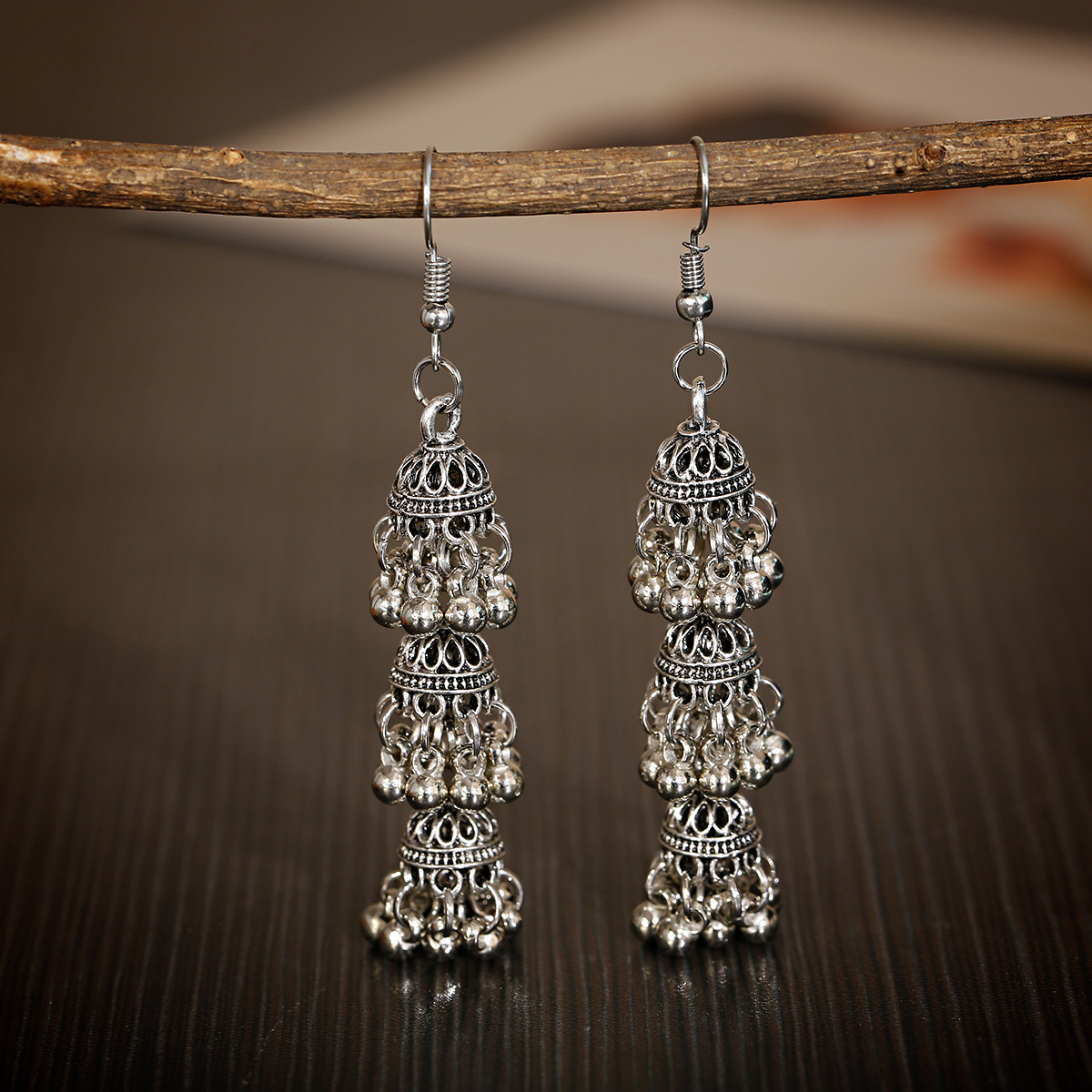 Chic Retro Bell Tassel Multi-layer Earrings in Indonesian Ethnic Style - Image 3