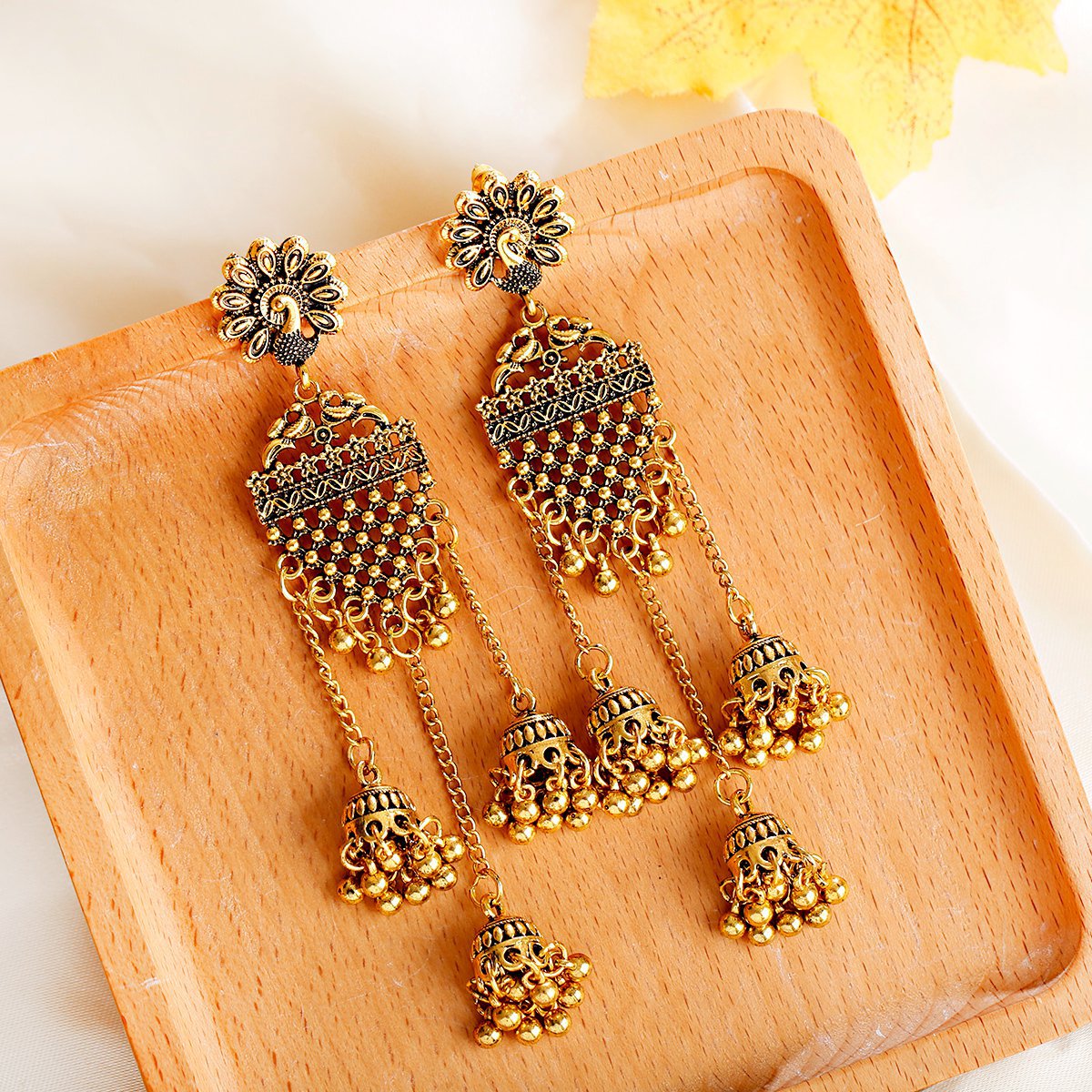 Bohemian Ethnic Hollow Bell Long Earrings - Retro Nostalgic Style - Image 2