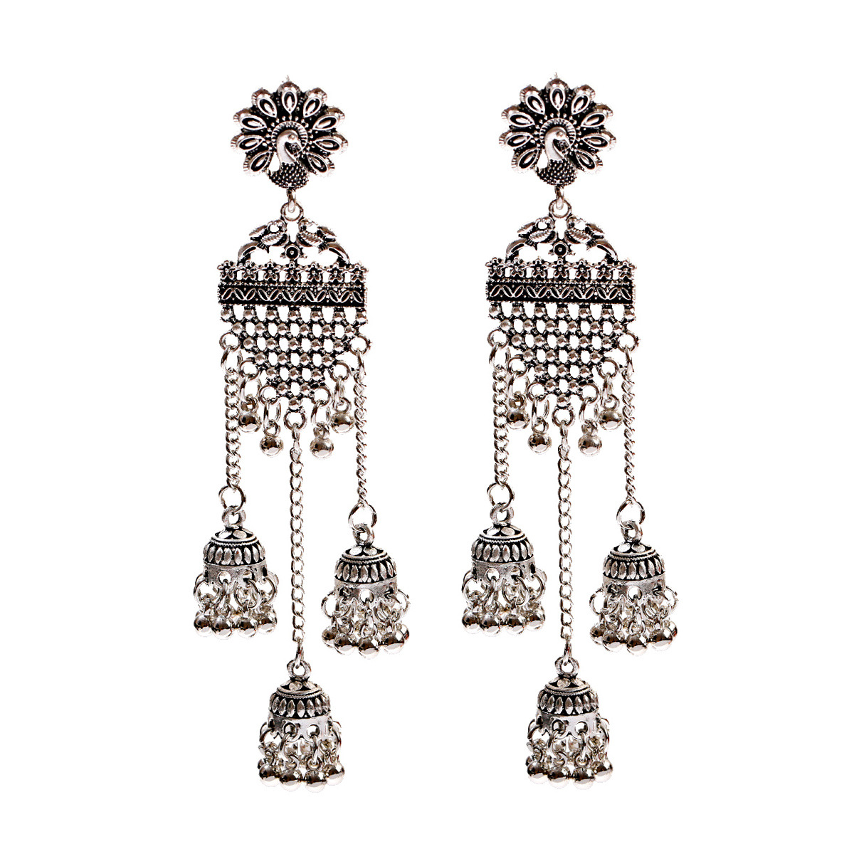 Bohemian Ethnic Hollow Bell Long Earrings - Retro Nostalgic Style - Image 5