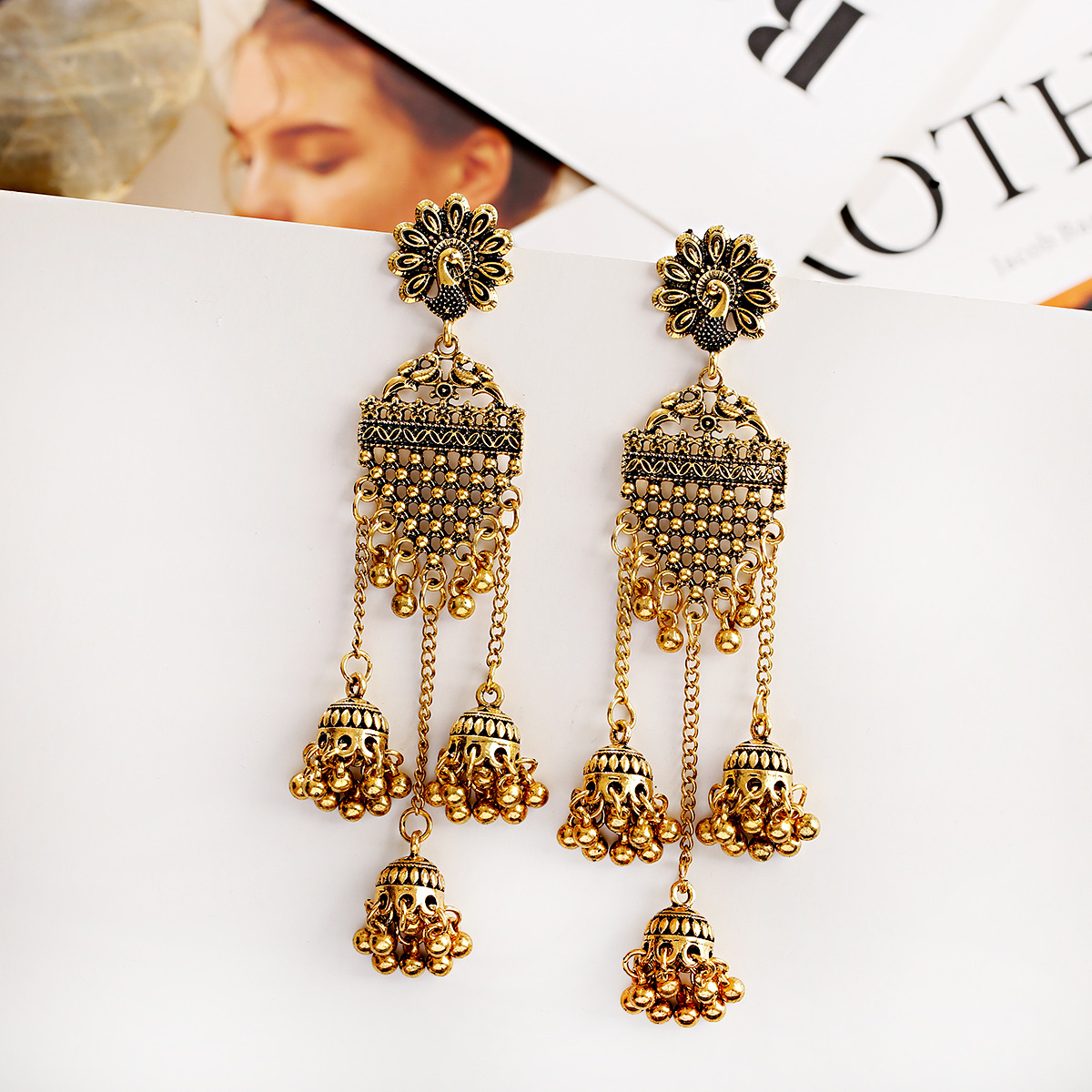 Bohemian Ethnic Hollow Bell Long Earrings - Retro Nostalgic Style - Image 6