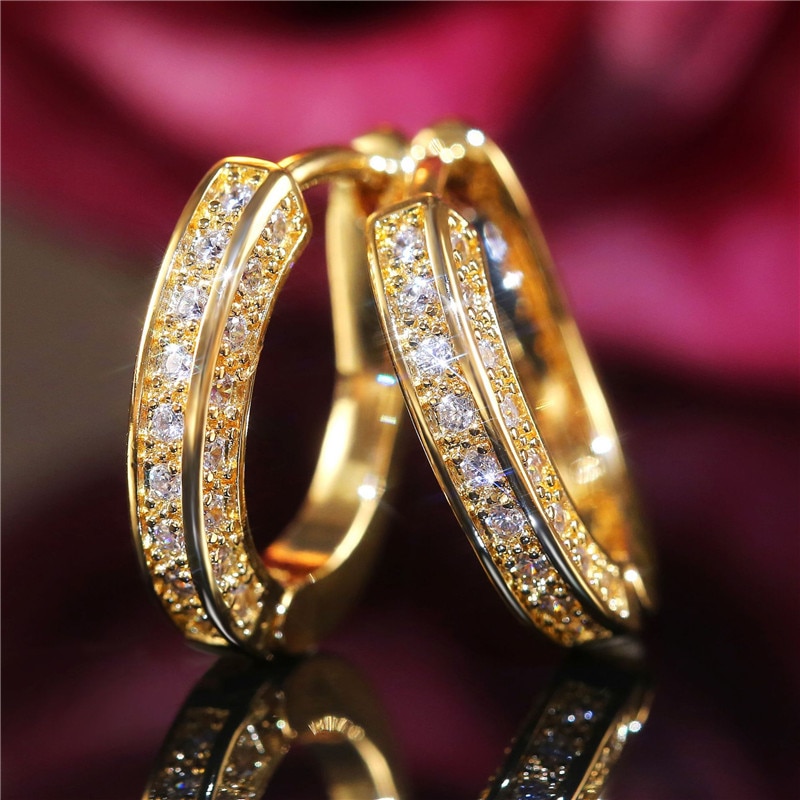 Trendy Three-Sided Full Diamond Earrings - Elegant Ear Clips and Buckles for Fashionable Jewelry