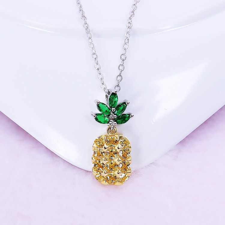 Sparkling Crystal Pineapple Earrings and Necklace Set with Coconut Tree Earrings - Image 3