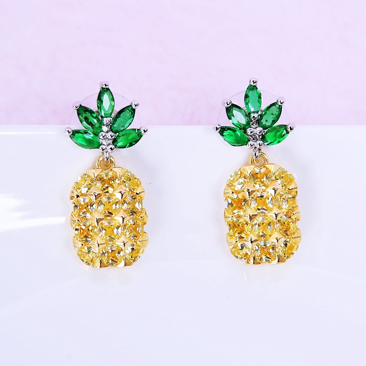 Sparkling Crystal Pineapple Earrings and Necklace Set with Coconut Tree Earrings - Image 4