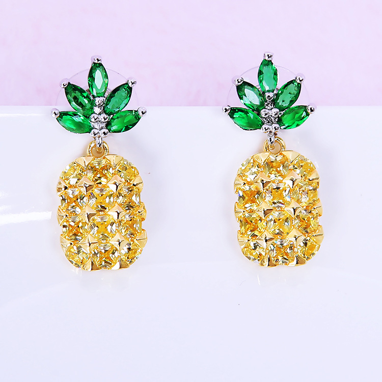 Sparkling Crystal Pineapple Earrings and Necklace Set with Coconut Tree Earrings - Image 6