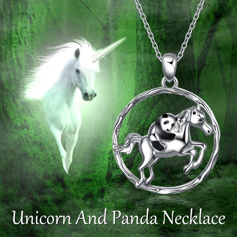 925 Sterling Silver Horse & Panda Pendant Necklace - Unique Running Horse Jewelry - Image 6