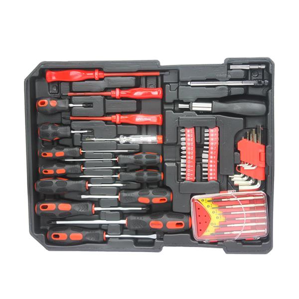 Black Manual Toolbox with 4-Layer Tool Set and Convenient Wheels for Easy Mobility - Image 4