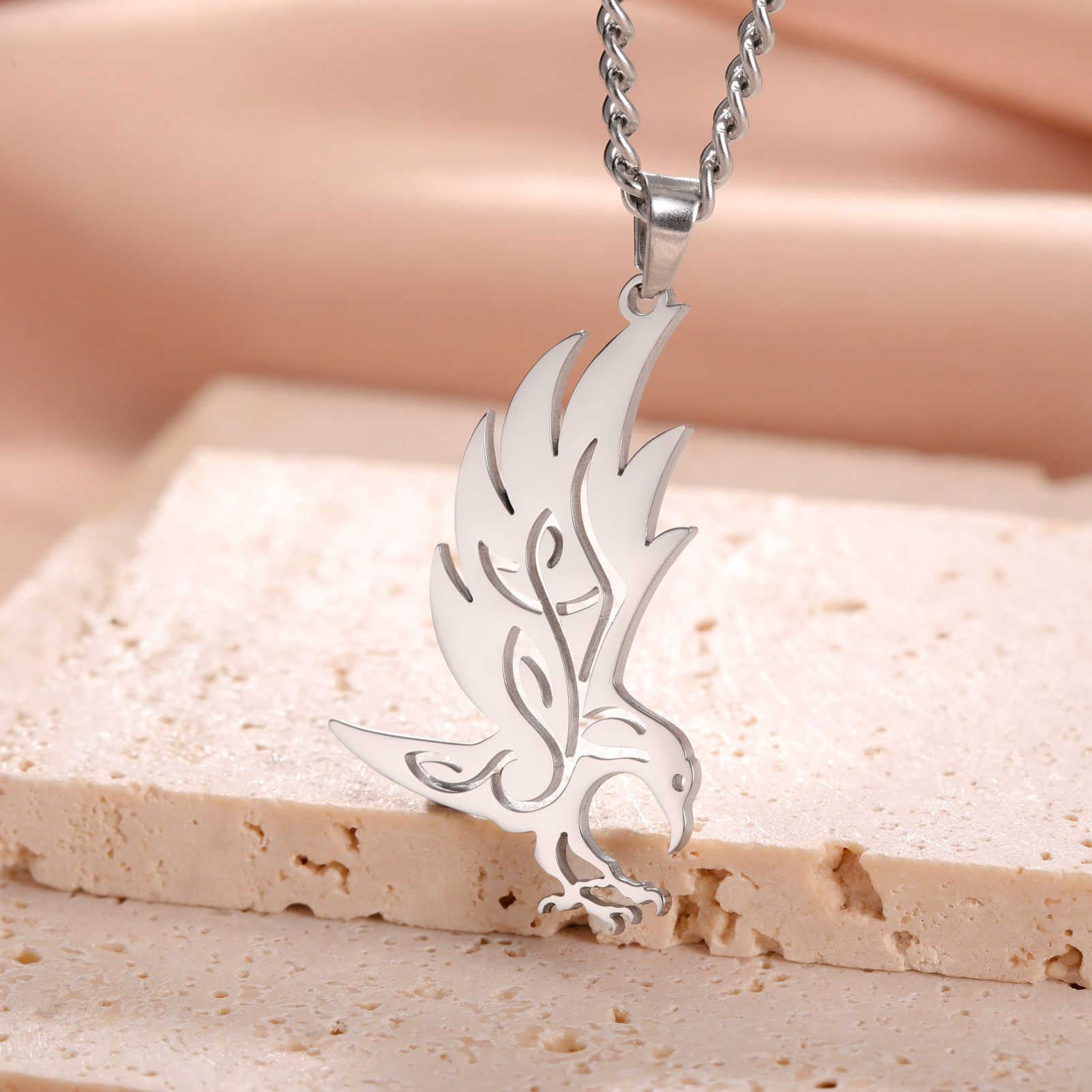 Stylish Crow Pendant Welding Chain Necklace for Men and Women in Stainless Steel - Image 6