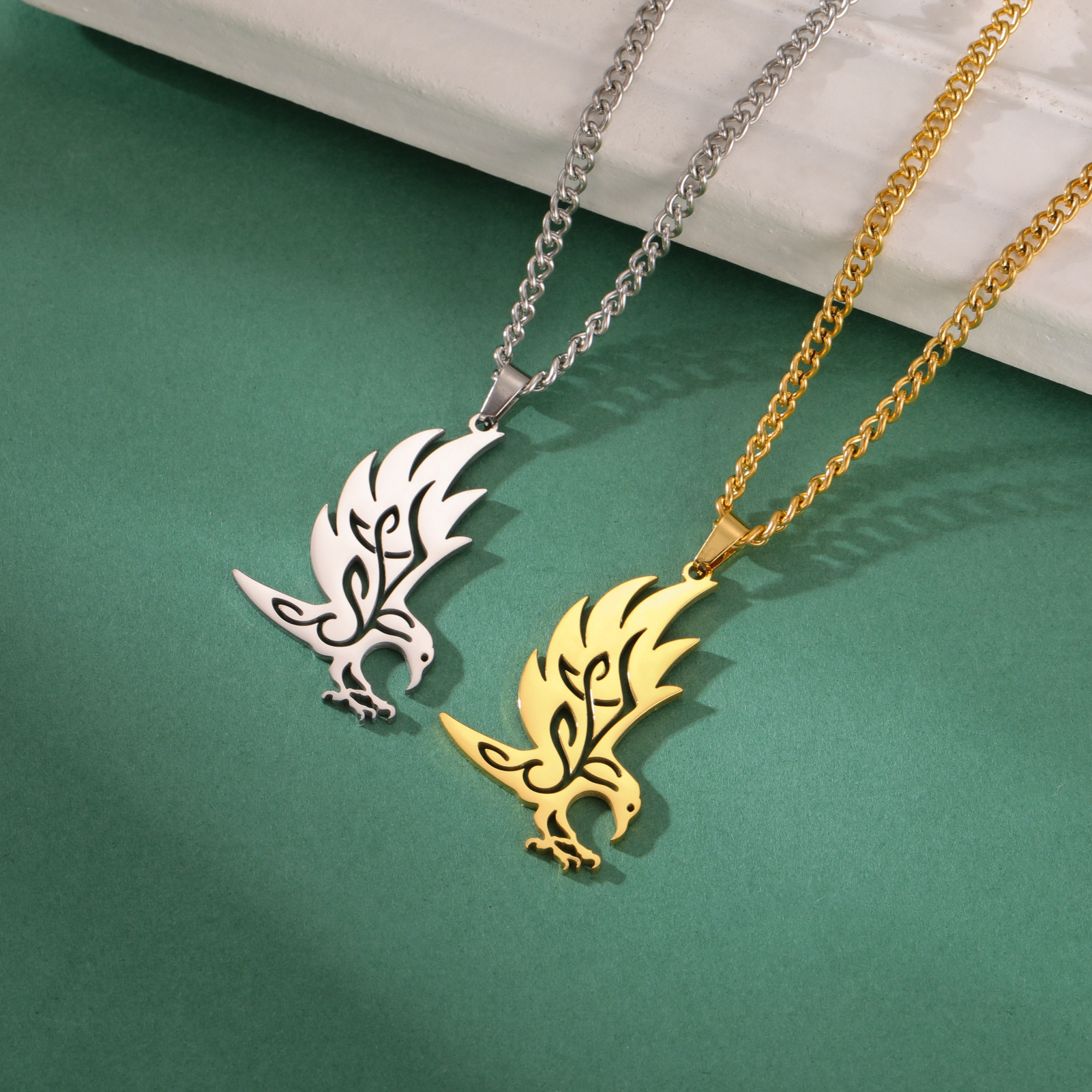 Stylish Crow Pendant Welding Chain Necklace for Men and Women in Stainless Steel - Image 10