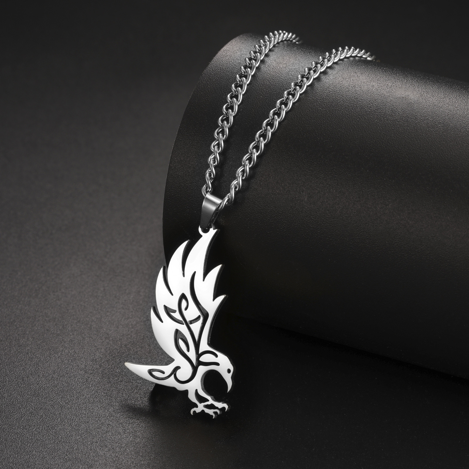 Stylish Crow Pendant Welding Chain Necklace for Men and Women in Stainless Steel - Image 13