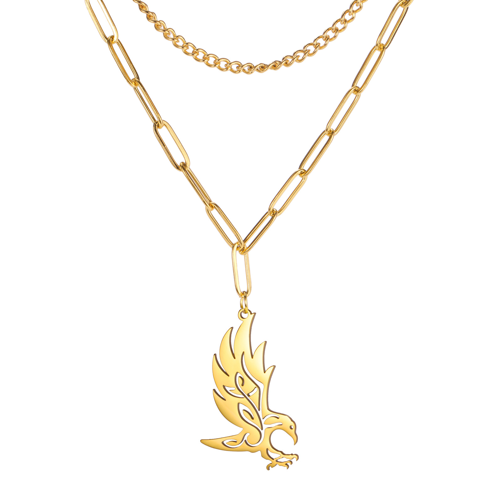 Stylish Crow Pendant Welding Chain Necklace for Men and Women in Stainless Steel - Image 14