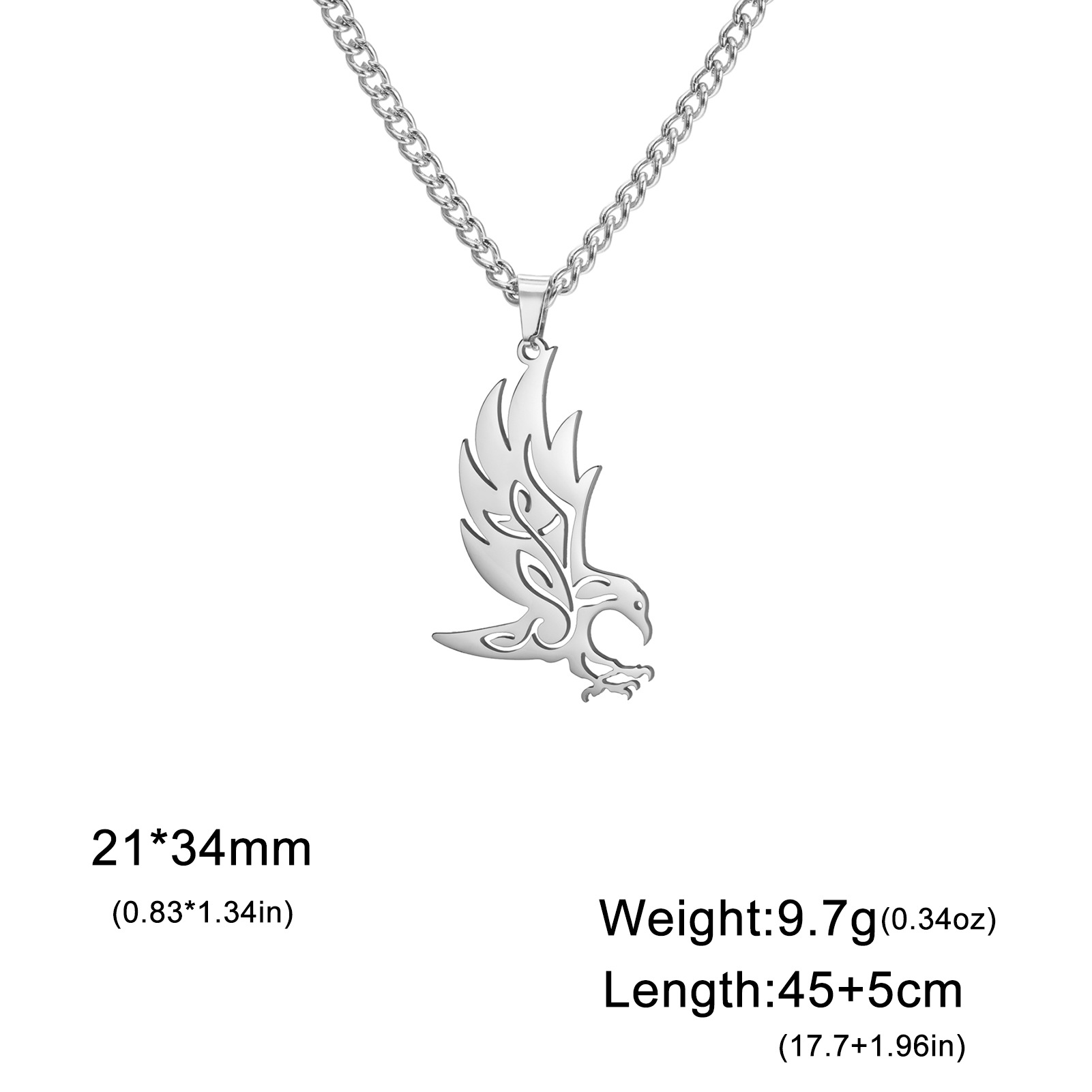 Stylish Crow Pendant Welding Chain Necklace for Men and Women in Stainless Steel - Image 15