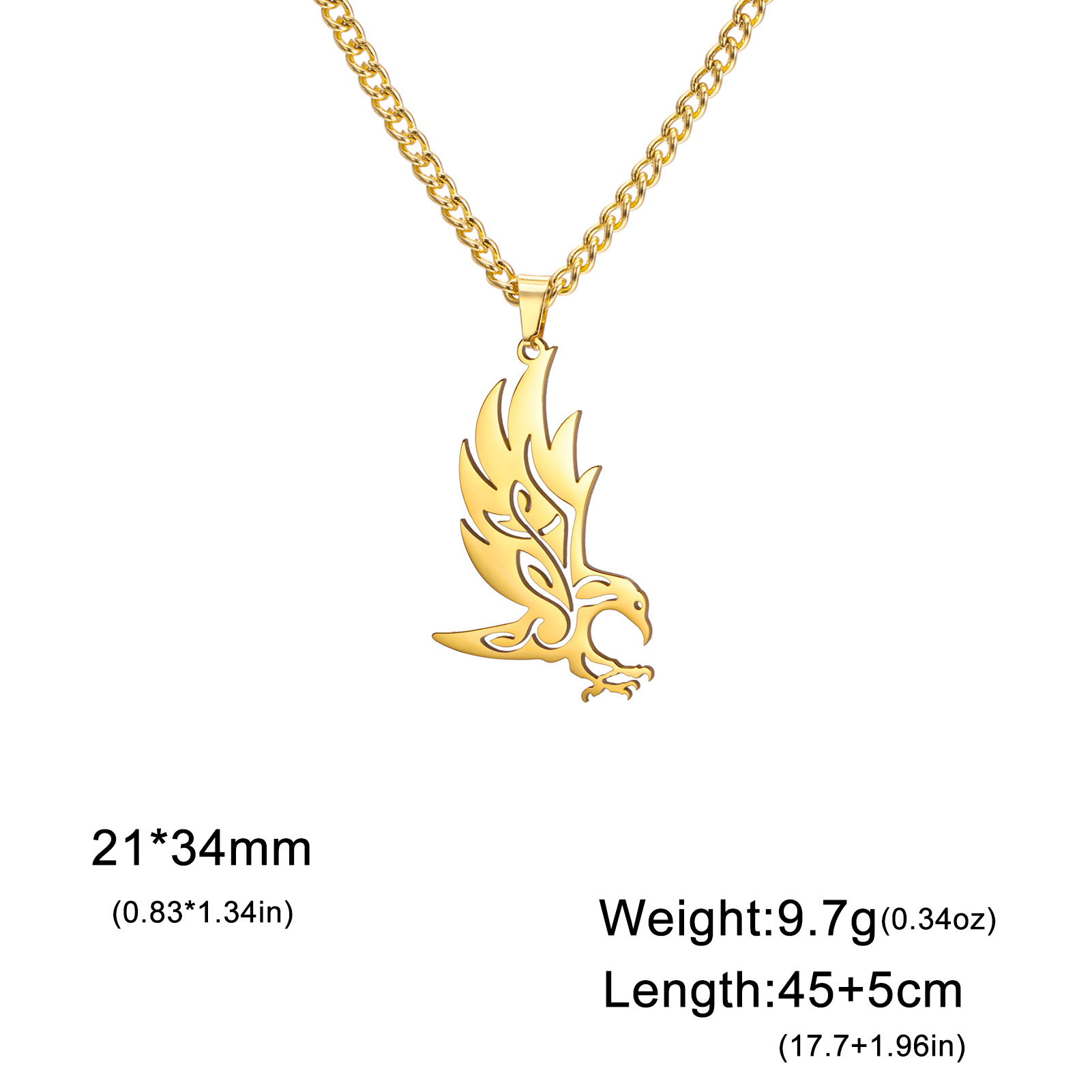 Stylish Crow Pendant Welding Chain Necklace for Men and Women in Stainless Steel - Image 16