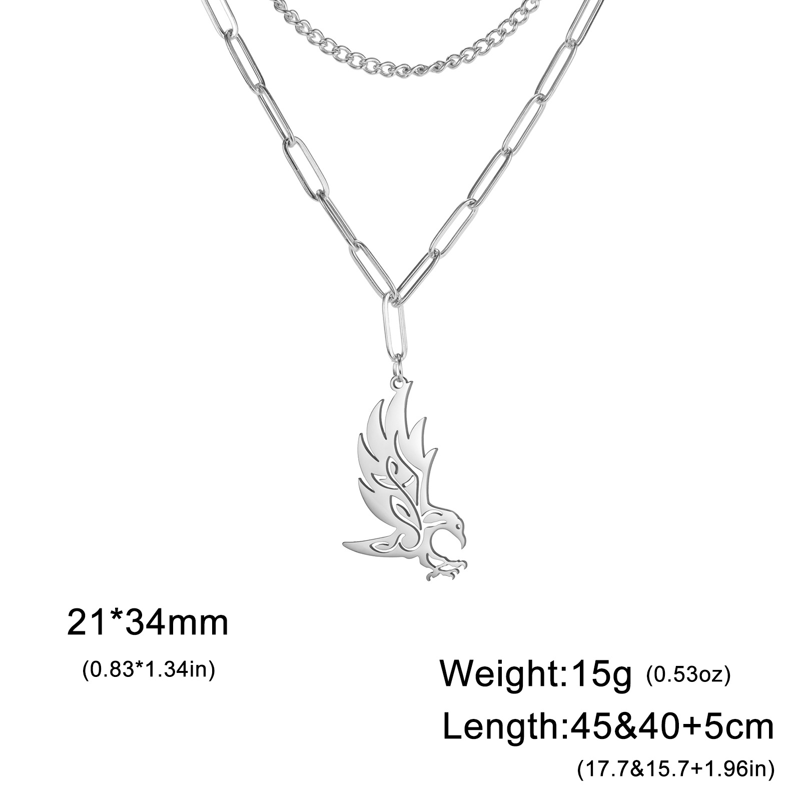 Stylish Crow Pendant Welding Chain Necklace for Men and Women in Stainless Steel - Image 17