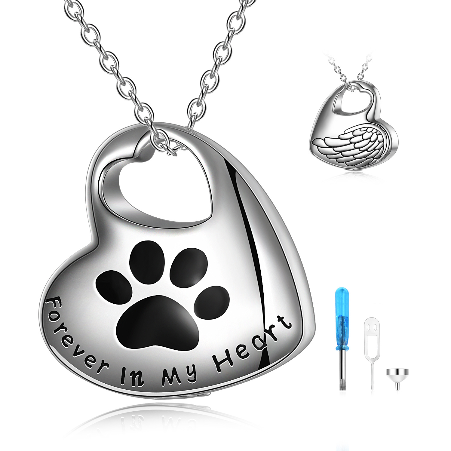 Sterling Silver Pet Paw Urn Necklace - Elegant Cremation Jewelry for Ashes - Image 7